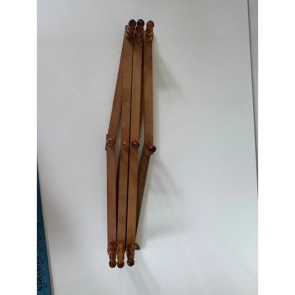 Vintage Wood Accordion Wall Rack Expandable 10 Peg Hat Coat Mug Rack Brown